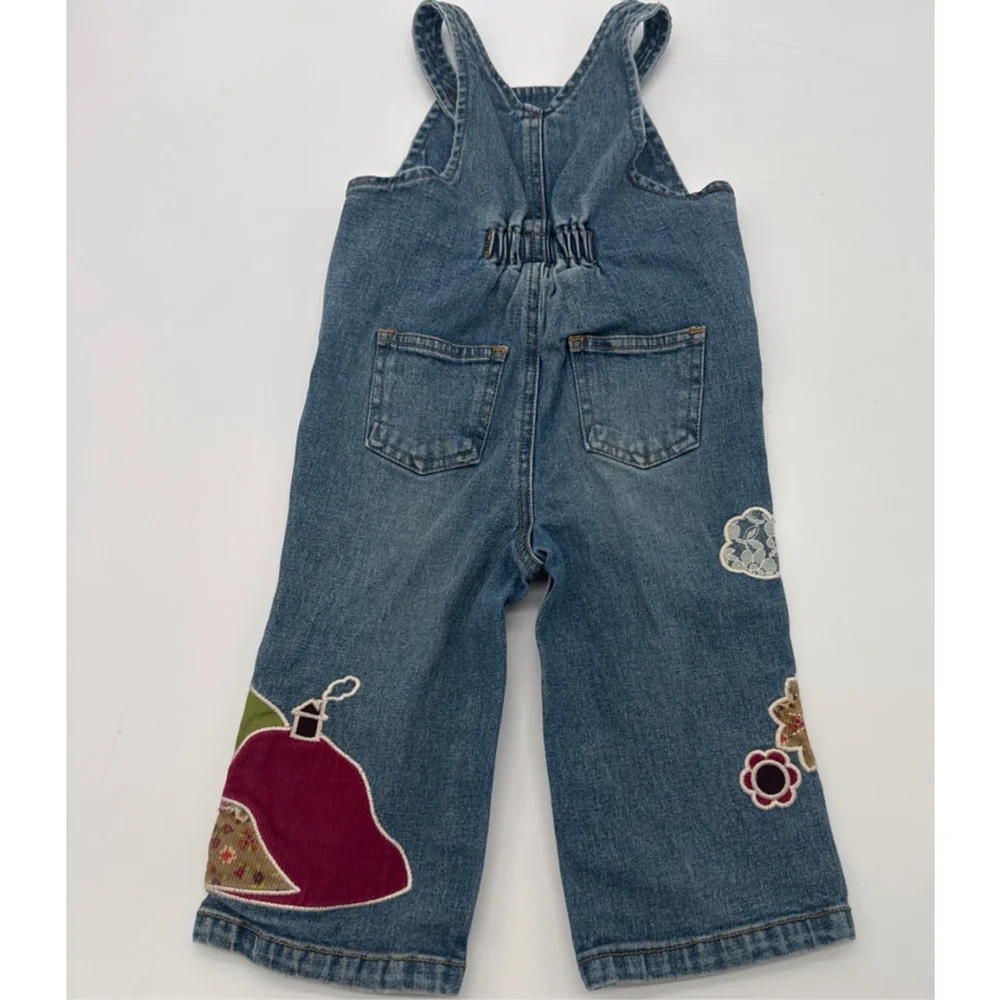 The Children's Place Blue Denim Overalls 12 Months with Patches
